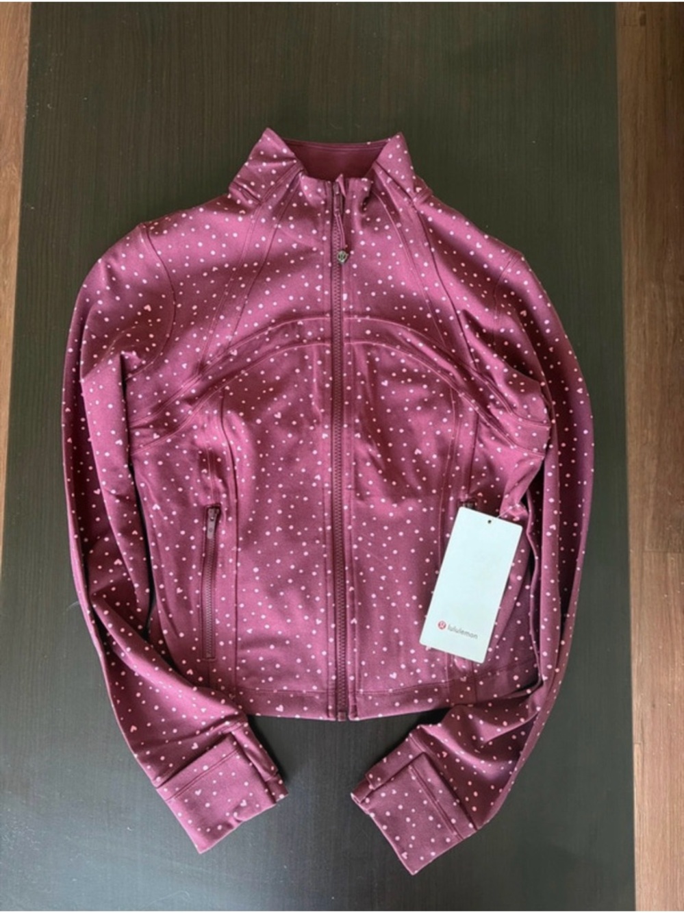 lululemon athletica Maroon Polka Dot Zip Bomber Jacket